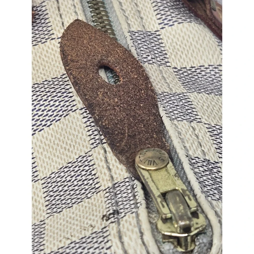 Louis Vuitton Speedy 30 Damier Azur Canvas Satchel Bag White Blue SD2151